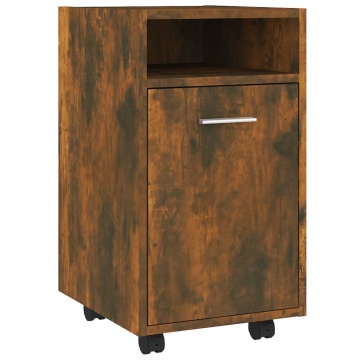Dulap lateral cu roți stejar afumat 33x38x60 cm lemn prelucrat - Img 2