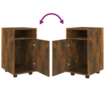 Dulap lateral cu roți stejar afumat 33x38x60 cm lemn prelucrat - Img 8