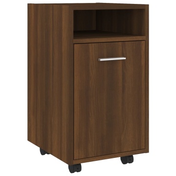 Dulap lateral cu roți stejar maro 33x38x60 cm lemn prelucrat - Img 2