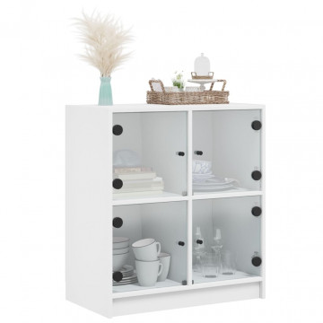 Dulap lateral cu uși din sticlă, alb, 68x37x75,5 cm - Img 4