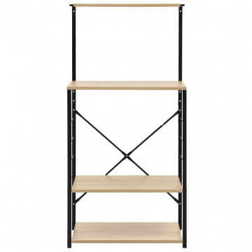 Dulap microunde, negru/stejar 60x39,6x123 cm lemn prelucrat - Img 3