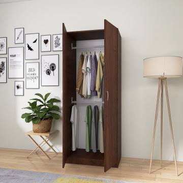 Dulap Mirco cu Bara Haine 200x80x50 cm, Culoare Wenge, Material PAL 18mm - Img 4