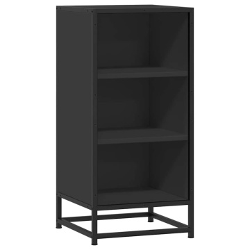 Dulap, negru, 35,5x35x76 cm, lemn prelucrat și metal - Img 2