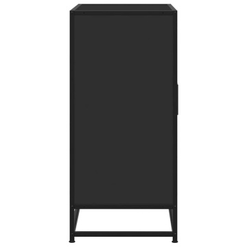 Dulap, negru, 68x35x76 cm, lemn prelucrat și metal - Img 5