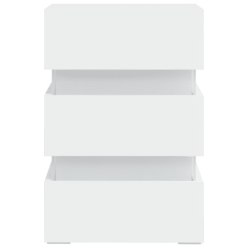 Dulap noptieră cu LED, alb, 45x35x67 cm, lemn prelucrat - Img 8