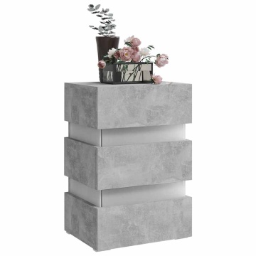 Dulap noptieră, cu LED, gri beton, 45x35x67 cm, lemn prelucrat - Img 3