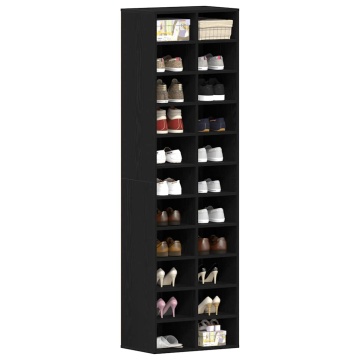 Dulap Pantofi Stejar Negru 54x34x183 cm Lemn prelucrat - Img 4