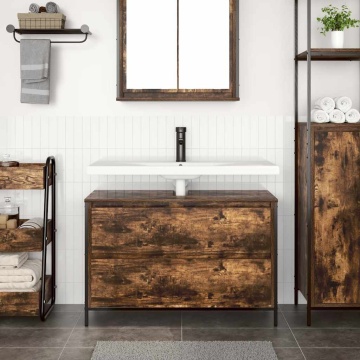 Dulap pentru baie cu sertare stejar afumat 90x34,5x60 cm - Img 3
