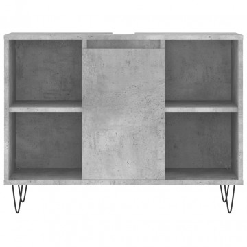 Dulap pentru baie, gri beton, 80x33x60 cm, lemn compozit - Img 8