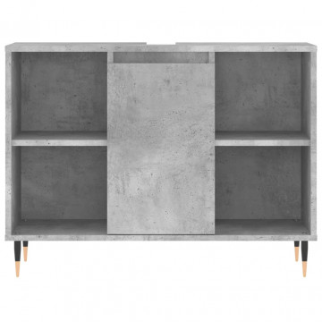 Dulap pentru baie, gri beton, 80x33x60 cm, lemn compozit - Img 5