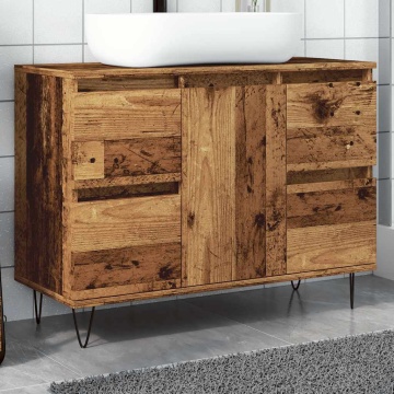 Dulap pentru baie, lemn vechi, 80x33x60 cm, lemn prelucrat - Img 1