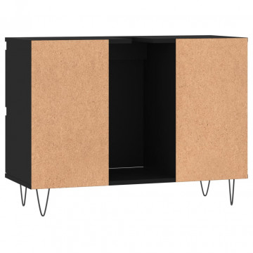 Dulap pentru baie, negru, 80x33x60 cm, lemn compozit - Img 6