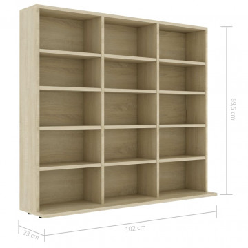 Dulap pentru CD-uri, stejar Sonoma, 102 x 23 x 89,5 cm, PAL - Img 5