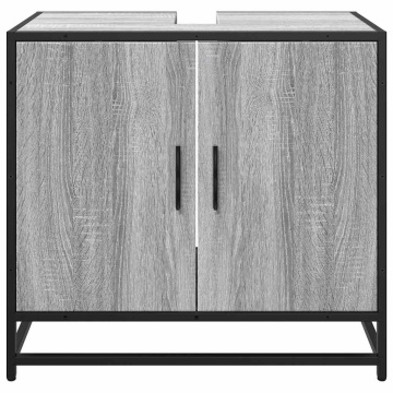 Dulap pentru chiuvetă de baie gri Sonoma 65x33x60 cm lemn - Img 8