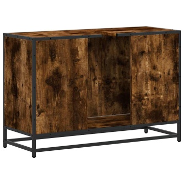 Dulap pentru chiuveta de baie stejar afumat 90x33x60 cm lemn - Img 6