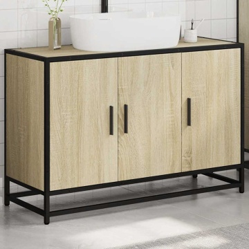 Dulap pentru chiuveta de baie stejar Sonoma 90x33x60 cm lemn - Img 4