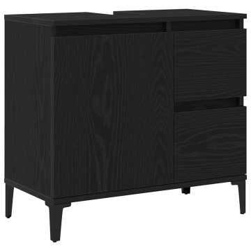 Dulap pentru chiuvetă Negru Stejar 65x33x60 cm din lemn prelucrat - Img 2