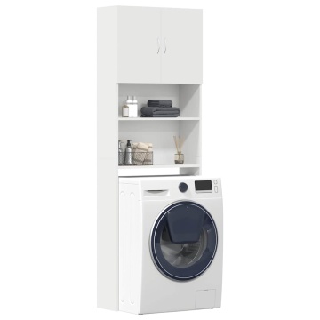 Dulap pentru mașină de spălat alb 64x24x190 cm lemn prelucrat - Img 1