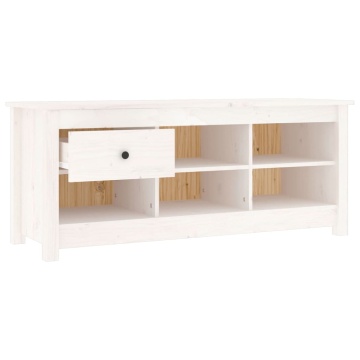 Dulap pentru pantofi, alb, 110x38x45,5 cm, lemn masiv pin - Img 4