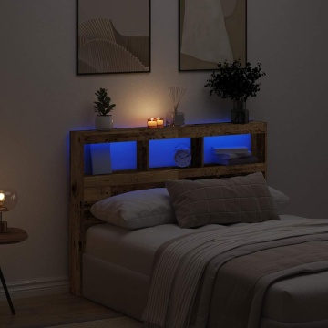Dulap pentru tăblie cu LED Lemn vechi 140x17x102 cm - Img 1
