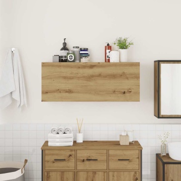 Dulap perete baie stejar artizanal, 100x25x40 cm lemn prelucrat - Img 3