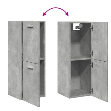 Dulap suspendat de baie, gri beton, 30x30x80 cm, lemn prelucrat - Img 7