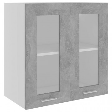 Dulap suspendat de sticlă, gri beton, 60 x 31 x 60 cm, PAL - Img 2