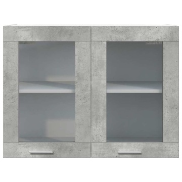 Dulap suspendat din sticlă gri beton 80x31x60 cm - Img 4
