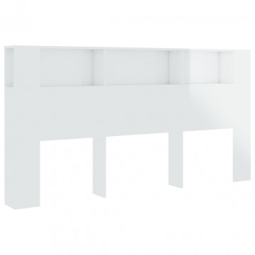 Dulap tăblie, alb extralucios, 200x18,5x104,5 cm - Img 2