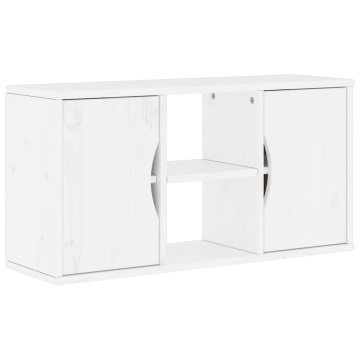 Dulap TV „ODDA” alb 79x24x40 cm din lemn masiv de pin - Img 2