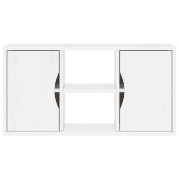 Dulap TV „ODDA” alb 79x24x40 cm din lemn masiv de pin - Img 5