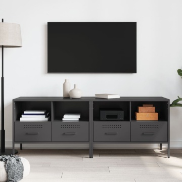 Dulap TV, 2 buc., negru, 68x39x50,5 cm, oțel laminat la rece - Img 3