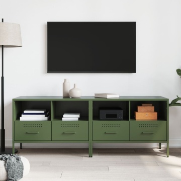 Dulap TV, 2 buc., verde măsliniu, 68x39x50,5 cm, oțel laminat - Img 3