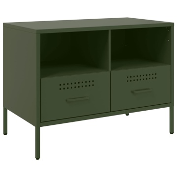 Dulap TV, 2 buc., verde măsliniu, 68x39x50,5 cm, oțel laminat - Img 5