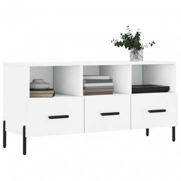 Dulap TV, alb, 102x36x50 cm, lemn prelucrat - Img 3