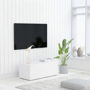 Dulap TV, alb, 80x34x30 cm, lemn prelucrat - Img 1