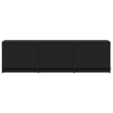 Dulap TV cu LED, negru, 140x34x40 cm, lemn prelucrat - Img 5