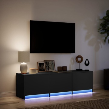 Dulap TV cu LED, negru, 140x34x40 cm, lemn prelucrat - Img 8