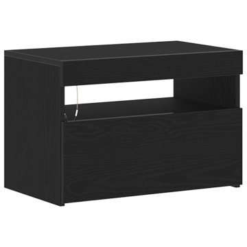 Dulap TV cu LED Negru Stejar 60x35x40 cm Lemn prelucrat - Img 2