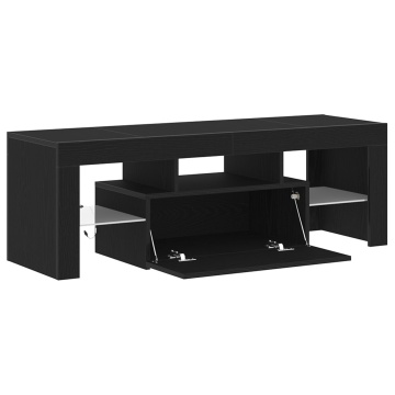 Dulap TV cu LED-uri, stejar negru, 120x35x40 cm - Img 4
