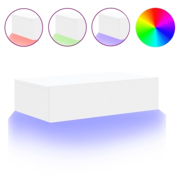 Dulap TV cu lumini LED, alb, 60x35x15,5 cm - Img 2