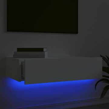 Dulap TV cu lumini LED, alb, 60x35x15,5 cm - Img 4