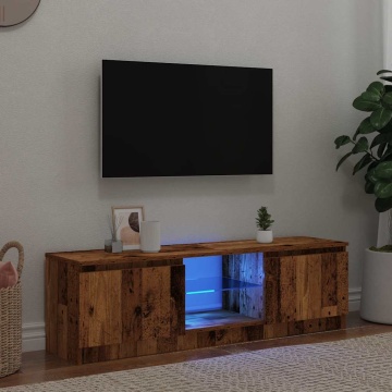 Dulap TV cu lumini LED lemn vechi 120x30x36 cm lemn prelucrat - Img 1