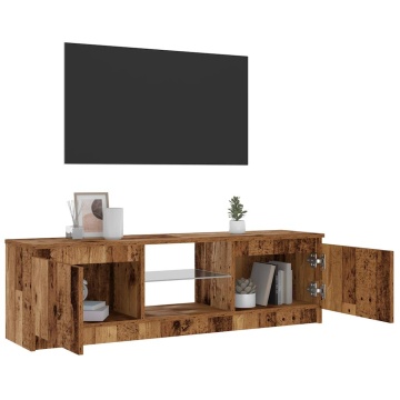 Dulap TV cu lumini LED lemn vechi 120x30x36 cm lemn prelucrat - Img 4