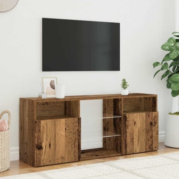 Dulap TV cu lumini LED lemn vechi 120x30x50 cm lemn prelucrat - Img 4