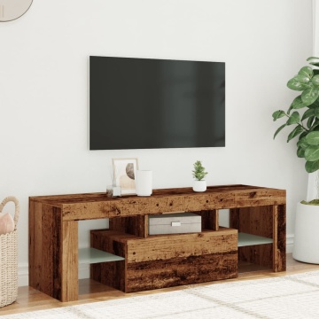 Dulap TV cu lumini LED lemn vechi 120x36,5x40 cm lemn prelucrat - Img 4