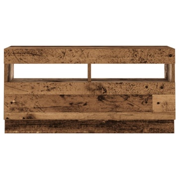 Dulap TV cu lumini LED lemn vechi 80x35x40 cm lemn prelucrat - Img 8