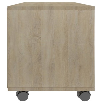 Dulap TV cu rotile, stejar sonoma, 90x35x35, lemn prelucrat - Img 6