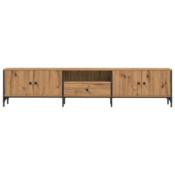 Dulap TV cu sertar stejar artizanal 200x25x44 cm lemn prelucrat - Img 4