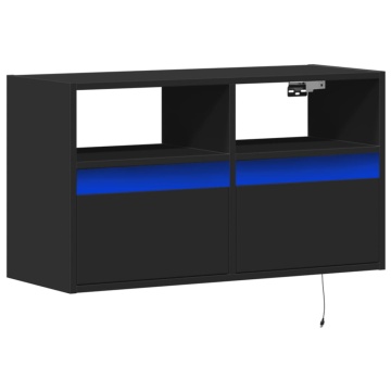 Dulap TV de perete cu lumini LED negru 80x31x45 cm - Img 3